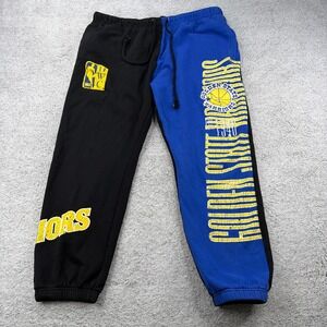 Golden State Warriors Sweatpants Mens XL Black Blue NBA Basketball Mitchell Ness
